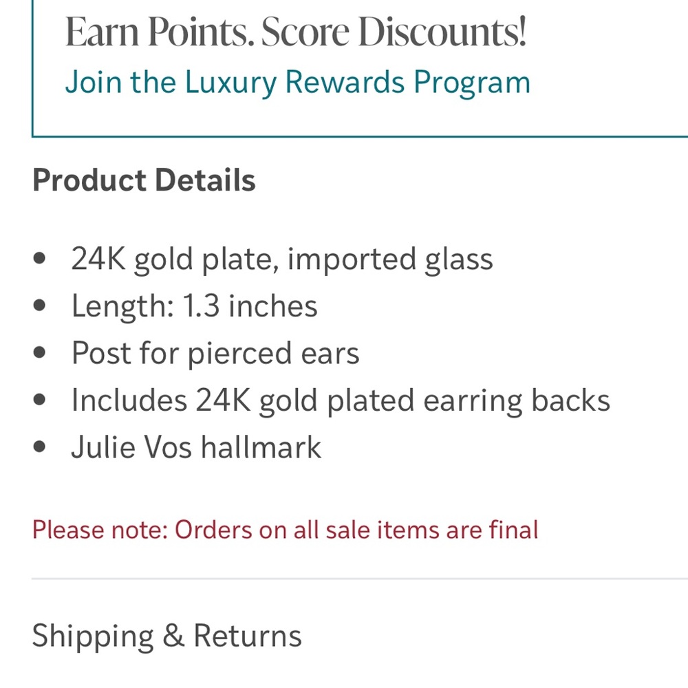 NWOT Julie Vos Nassau Stone Hoop Earrings in 24K gold plate - Picture 2 of 7